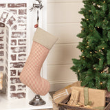 Farmstead Red and Tan Ticking Stripe Stocking-Lange General Store