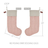 Farmstead Red and Tan Ticking Stripe Stocking-Lange General Store