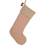 Farmstead Red and Tan Ticking Stripe Stocking-Lange General Store