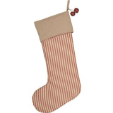 Farmstead Red and Tan Ticking Stripe Stocking-Lange General Store