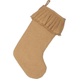 Festive Natural Burlap Ruffled Stocking-Lange General Store