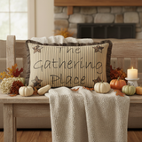 14 x 22 inch Gathering Place pillow in a fall setting