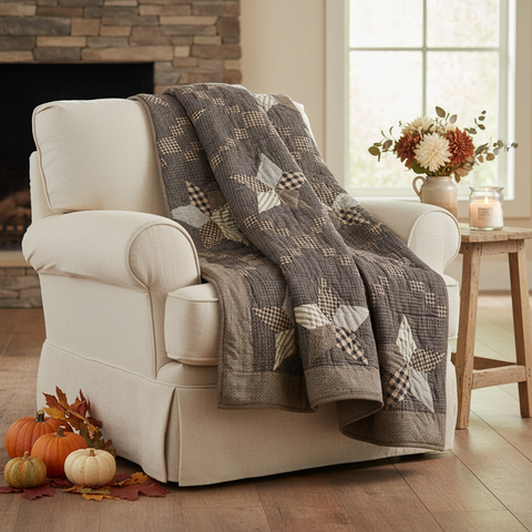 Five-point-star throw styled with fall accents