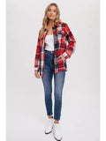 Flannel Plaid Shacket - Red-Lange General Store
