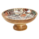 Floral Bird Natural Wooden Bowl-Lange General Store