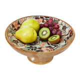 Floral Bird Natural Wooden Bowl-Lange General Store