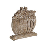 Floral Crown Carved Wooden Pumpkin-Lange General Store