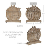 Floral Crown Carved Wooden Pumpkin-Lange General Store
