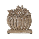 Floral Crown Carved Wooden Pumpkin-Lange General Store