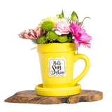 Flower Pot Mug Yellow - Hello Sunshine-Lange General Store