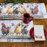Four Chickens In A Row Cloth Napkins-Lange General Store