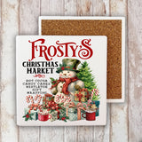 Frosty's Christmas Market Snowman Stone Coaster-Lange General Store