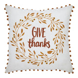 Give Thanks Wreath Pom Pom Pillow-Lange General Store