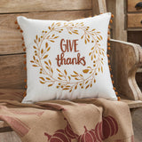 Give Thanks Wreath Pom Pom Pillow-Lange General Store