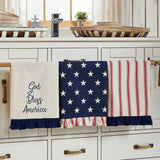 God Bless America Ruffled Tea Towel Set of 3-Lange General Store