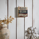 God Bless America White Blue Red Block Sign-Lange General Store