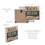 God Bless America White Blue Red Block Sign-Lange General Store