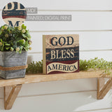 God Bless America White Blue Red Block Sign-Lange General Store