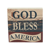 God Bless America White Blue Red Block Sign-Lange General Store