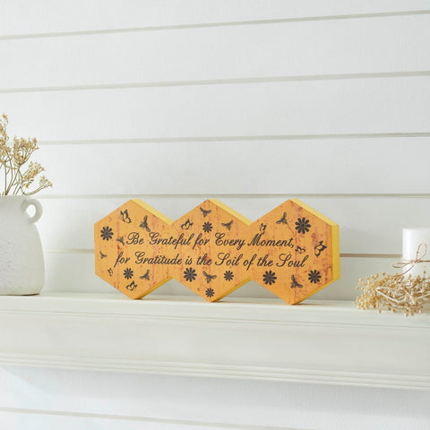 Buzzy Bees Be Grateful for Every Moment Hexagons Wall Sign-Lange General Store