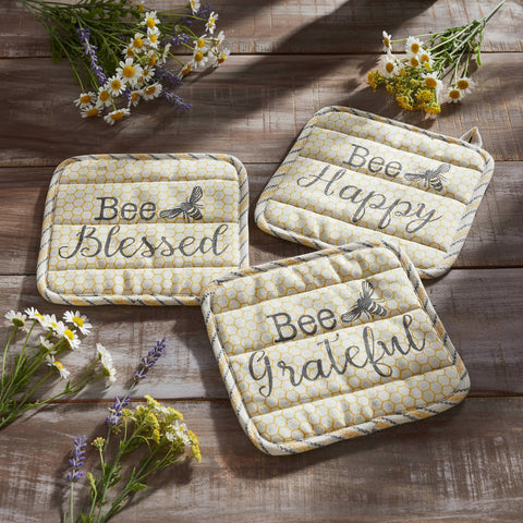 Golden Bees Pot Holder Set of 3-Lange General Store