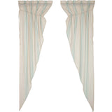 Grain Sack Aqua Long Prairie Curtains-Lange General Store