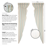 Grain Sack Aqua Long Prairie Curtains-Lange General Store