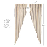 Graycie Grain Sack Grey & Creme Stripe Long Prairie Curtains-Lange General Store