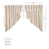 Graycie Grain Sack Grey & Creme Stripe Prairie Swags
