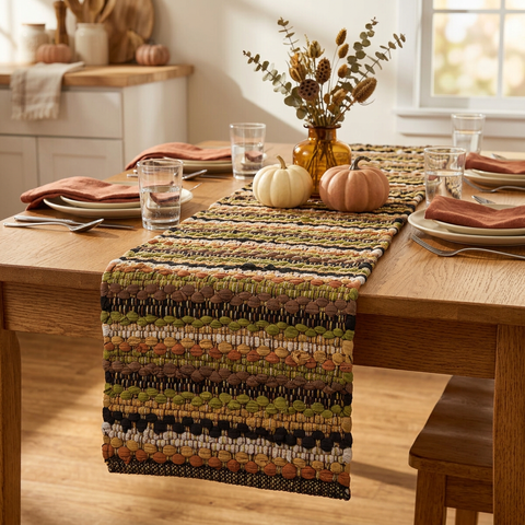 Greenbriar Chindi Table Runner in a fall table setting
