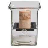 Hammered Glass Large Square Candle Holders-Lange General Store
