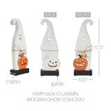 Happy Jack-O-Lantern Wooden Ghost-Lange General Store