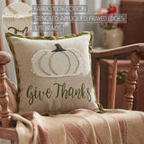 Harvest Blessings Applique Pumpkin Give Thanks Pillow-Lange General Store