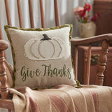 Harvest Blessings Applique Pumpkin Give Thanks Pillow-Lange General Store