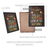 Harvest Blessings Phrases Black Border Wall Sign-Lange General Store