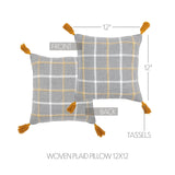 Harvest Blessings Woven Plaid Pillow 12x12-Lange General Store