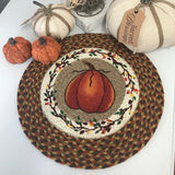 Harvest Pumpkin Round Braided Placemat-Lange General Store