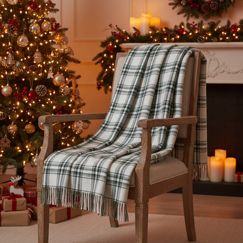 Harvy Green Plaid Woven Throw-Lange General Store