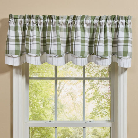 Hayson Sage Plaid Layered Valance