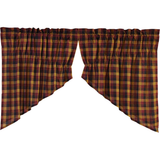 Heritage Farms Primitive Check Prairie Swag Curtains-Lange General Store