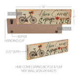 Here Comes Spring w/ Bicycle & Tulip Wall Sign-Lange General Store