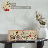 Here Comes Spring w/ Bicycle & Tulip Wall Sign-Lange General Store