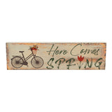 Here Comes Spring w/ Bicycle & Tulip Wall Sign-Lange General Store