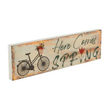 Here Comes Spring w/ Bicycle & Tulip Wall Sign-Lange General Store