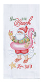 Holiday Beach Santa Embroidered Flour Sack Towel-Lange General Store