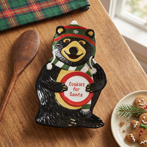Holiday Bear Cookies For Santa Spoon Rest in a Christmas baking scene