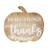 In All Things Give Thanks Pumpkin Wood Decor-Lange General Store