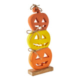 Jack O'Lantern Stack Wood Decor-Lange General Store