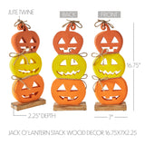 Jack O'Lantern Stack Wood Decor-Lange General Store