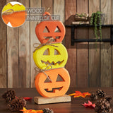 Jack O'Lantern Stack Wood Decor-Lange General Store